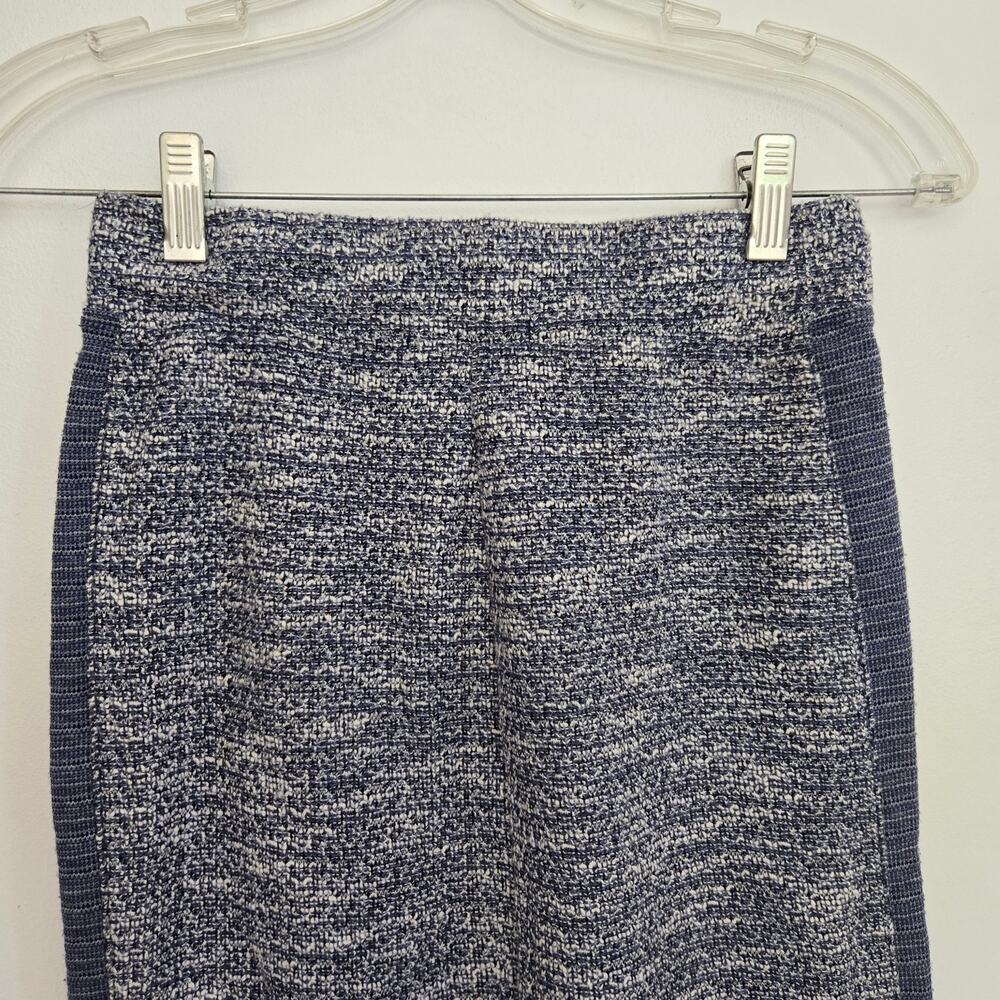 Marine Layer Tweed Panel Pencil Skirt Blue Knit Elastic Waist Women Small - Picture 6 of 9